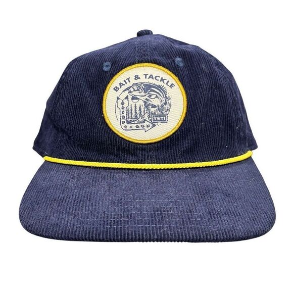 YETI Bait & Tackle Navy Snapback Hat with Rope Accent Unisex Adjustable - Picture 1 of 7